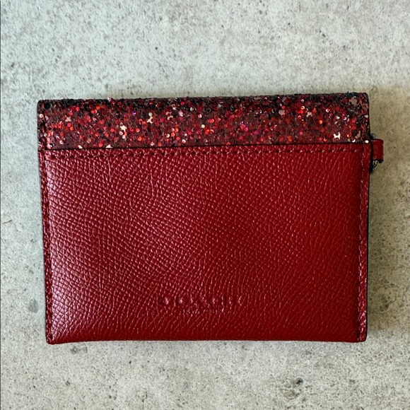 Coach Red Glitter Card Holder - Picture 2 of 3